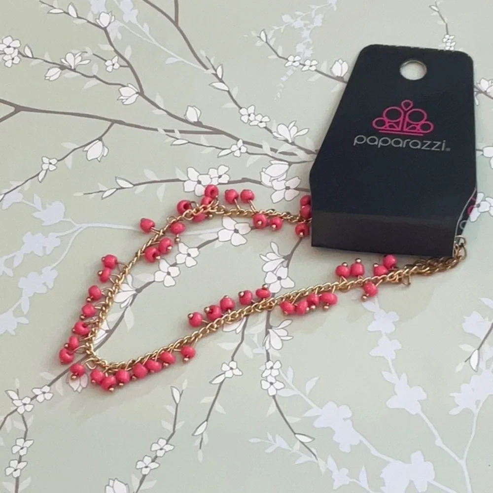 ❄️ Paparazzi | Pink and Gold Anklet Falling Blossoms Beach Bohemian